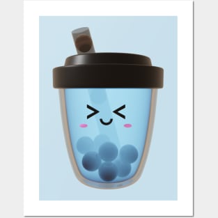 Cute blue boba tea Posters and Art